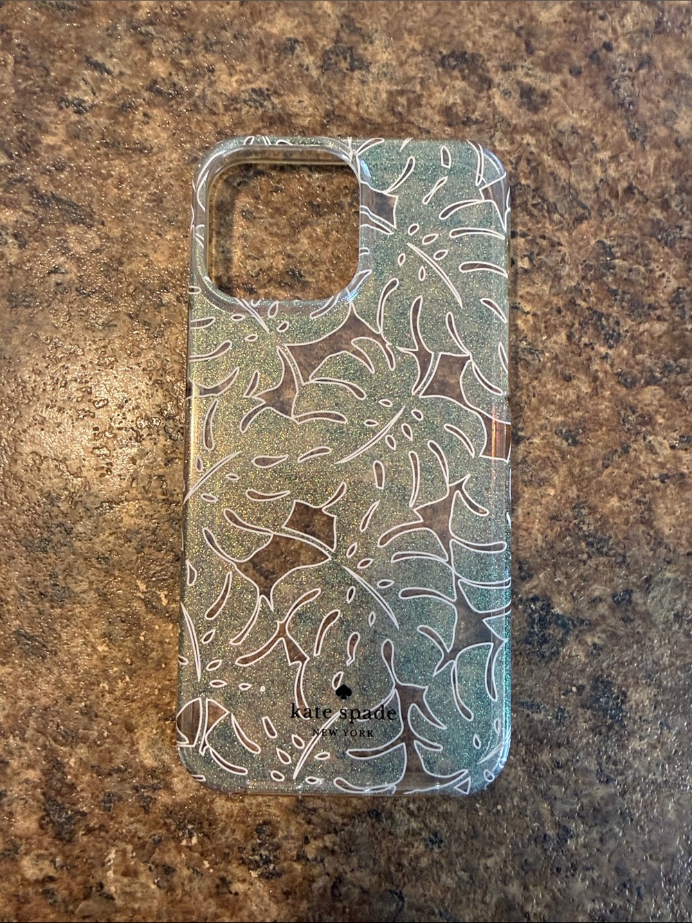 iPhone 13 Pro Max kate spade Glitter Green Tropical Leaf iPhone Case